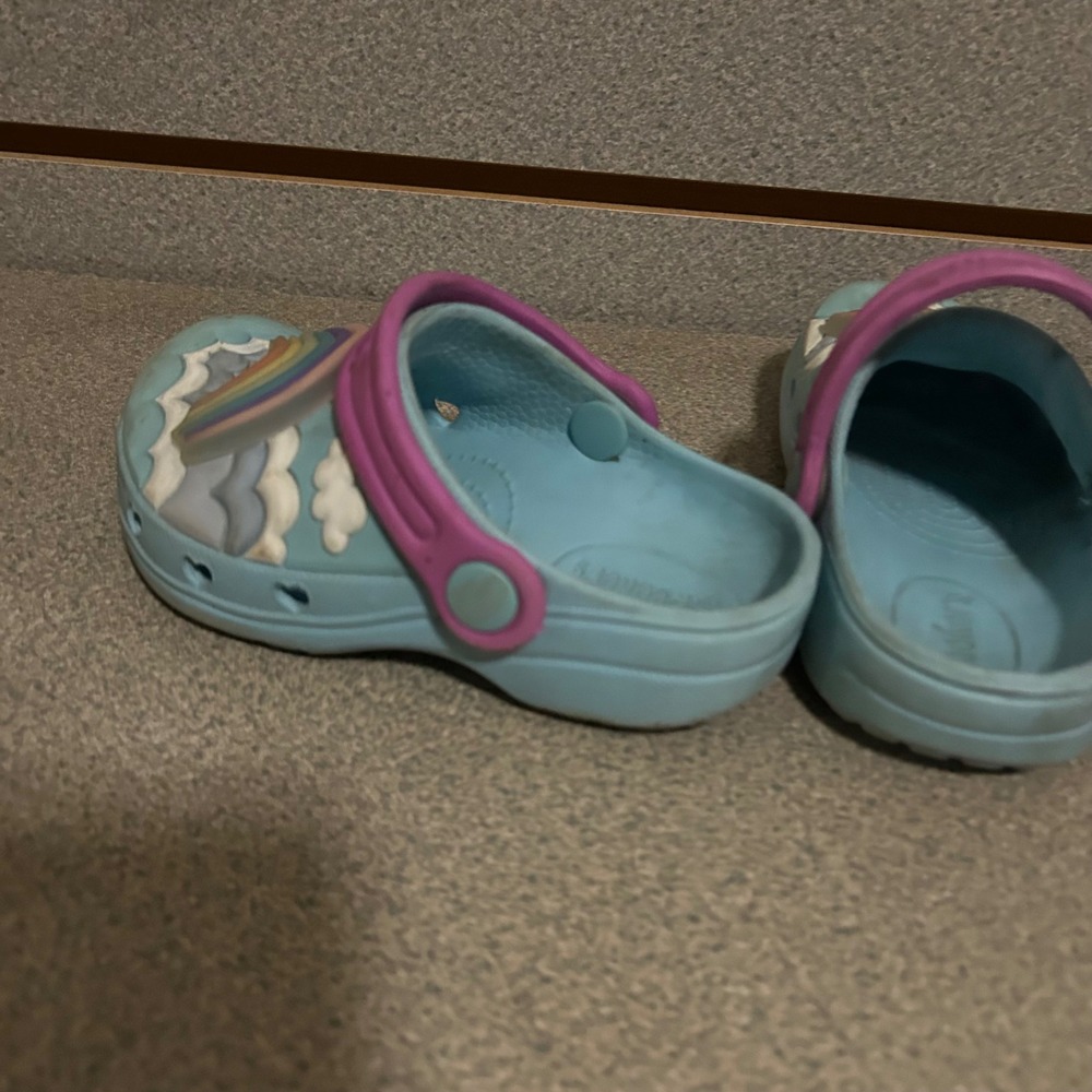 Skechers Kids Clogs Size 7 Rainbow Light-Up Blue Pink Slip On Shoes - Picture 4 of 7